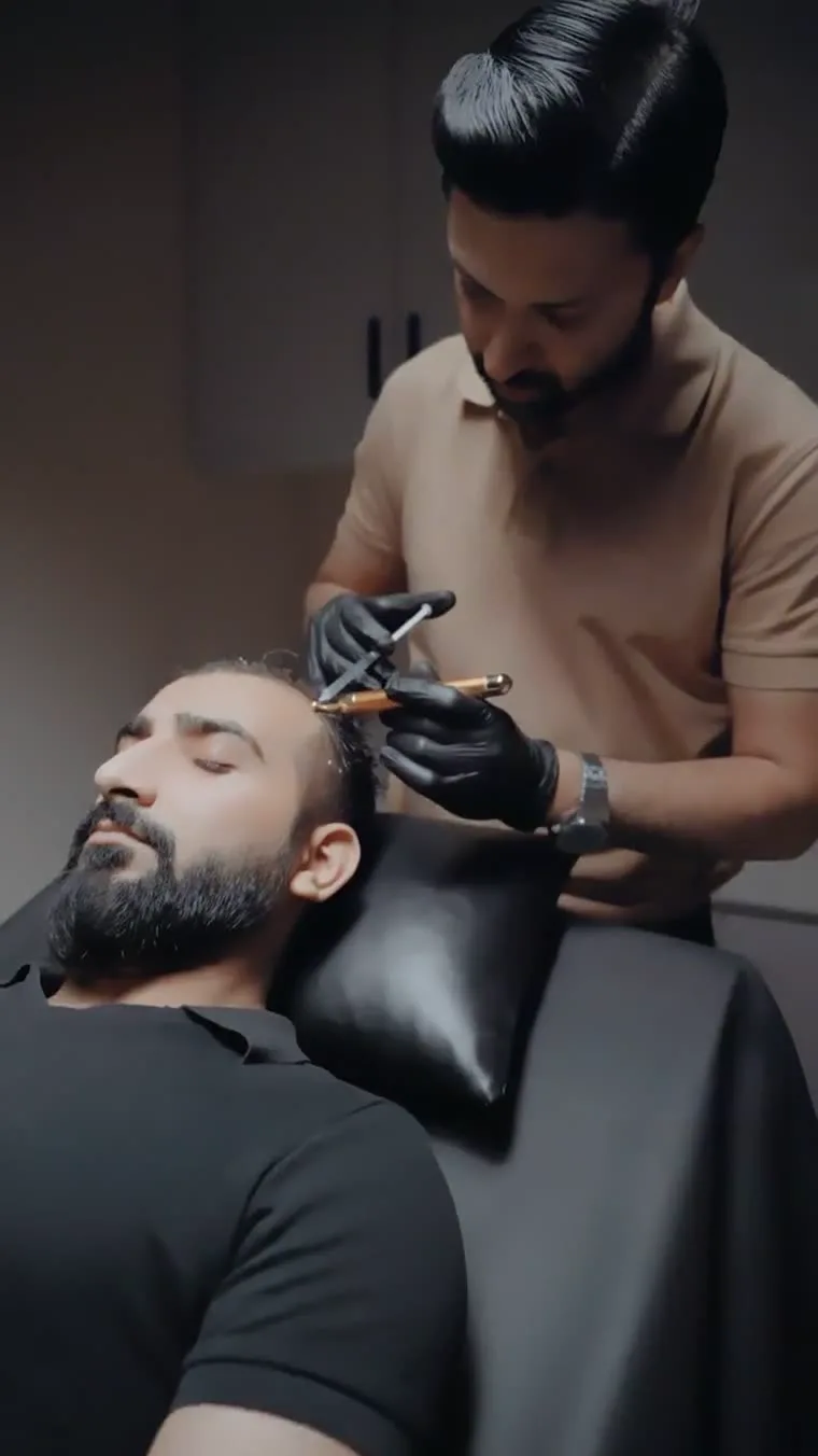 Exosome hair therapy session at Venus Aesthetics
